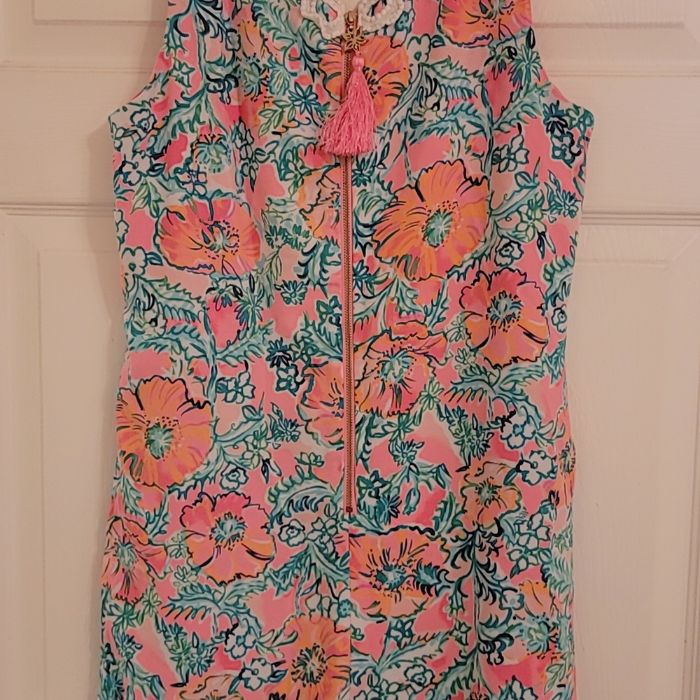 Floral Sleeveless Dress with Lace Trim - Picture 3 of 3